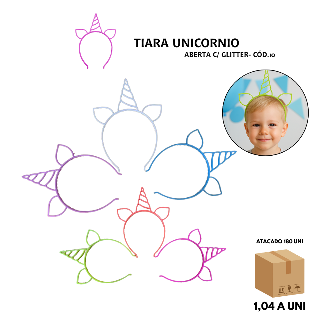 Tiara Unicórnio Infantil em Plástico 180 Unidades Festa/Brindes - Imagem 2