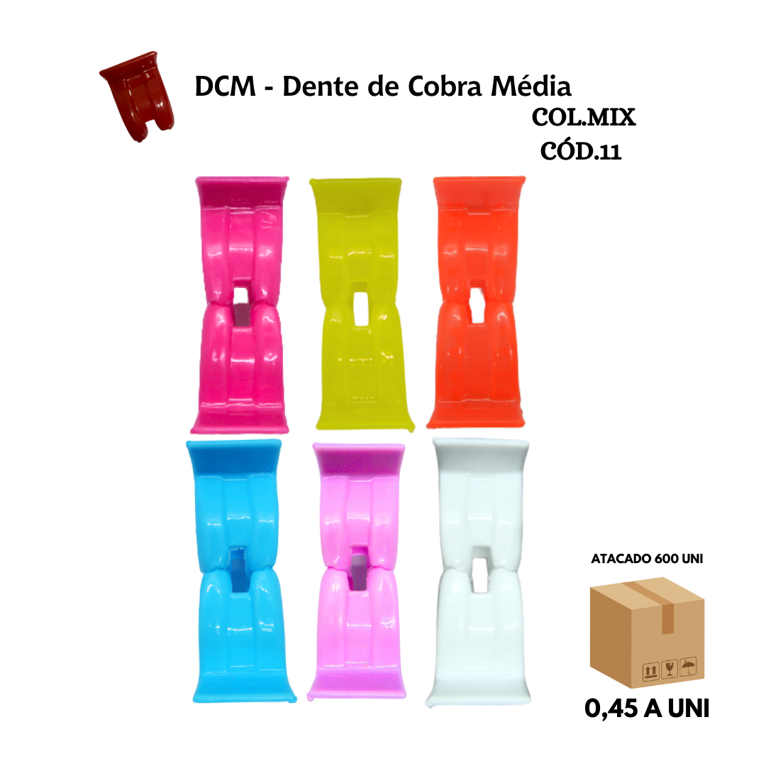 Piranha de Cabelo Dente de Cobra Média – Caixa com 50 Dúzias - Imagem 2