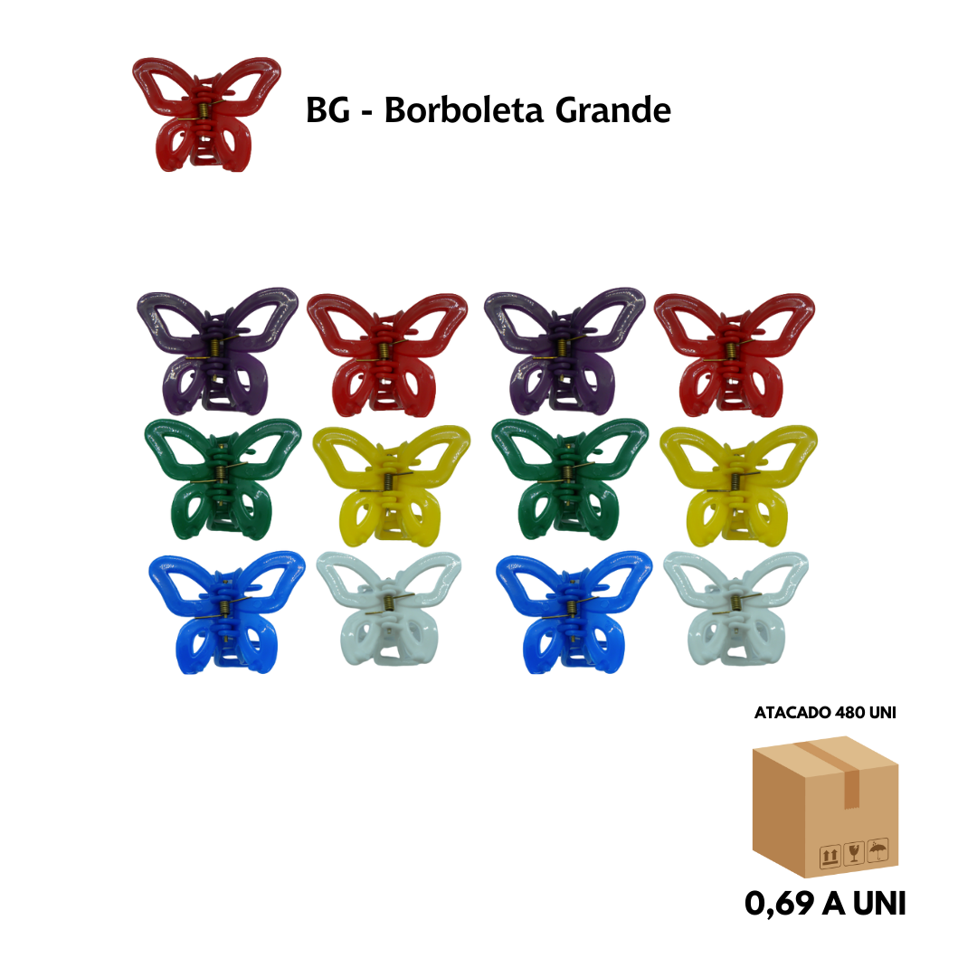 Piranha de Cabelo Borboleta Grande – Caixa com 40 Dúzias (480 Unidades)