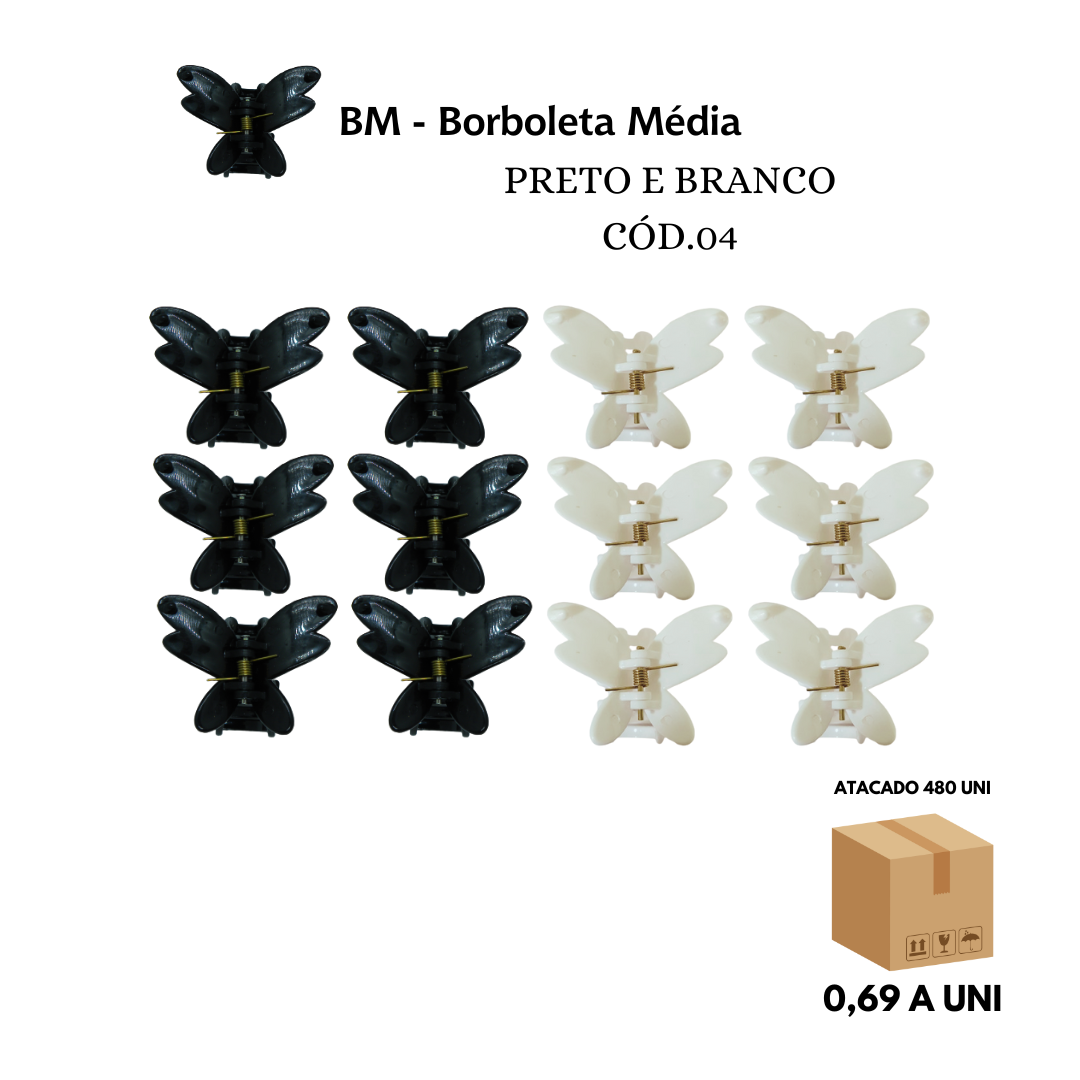 Piranha de Cabelo Borboleta Média – Caixa com 40 Dúzias (480 Unidades) - Imagem 2
