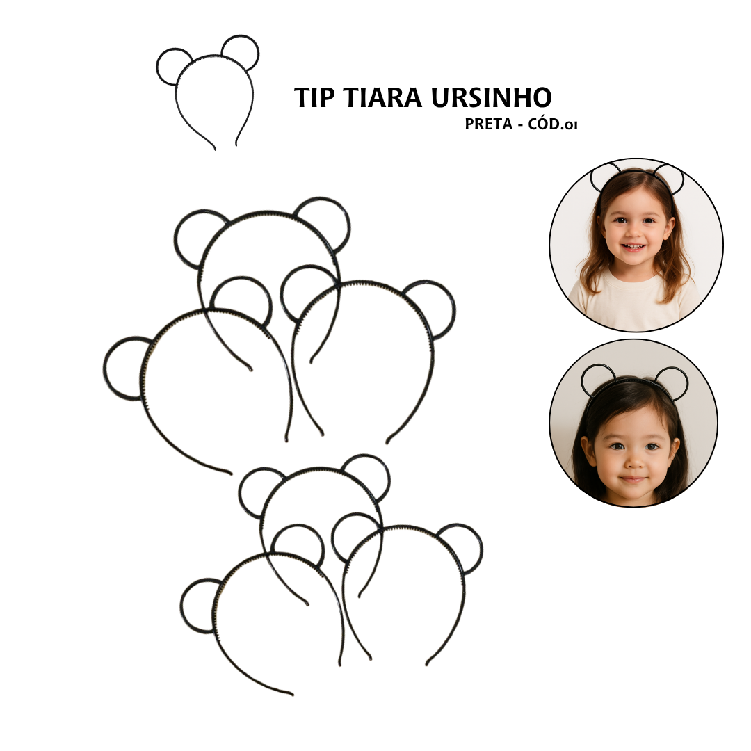 Pacote C/ 6 Tiaras De Ursinho Festa Lembrancinha Orelha Urso - Imagem 2