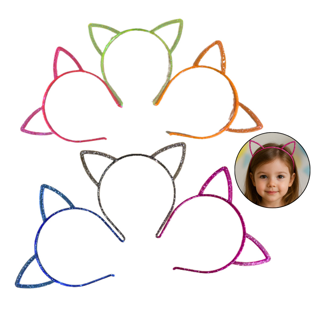Pacote C/ 6 Tiaras Gatinho Festa Lembrancinha Orelha Gatinho - Imagem 2