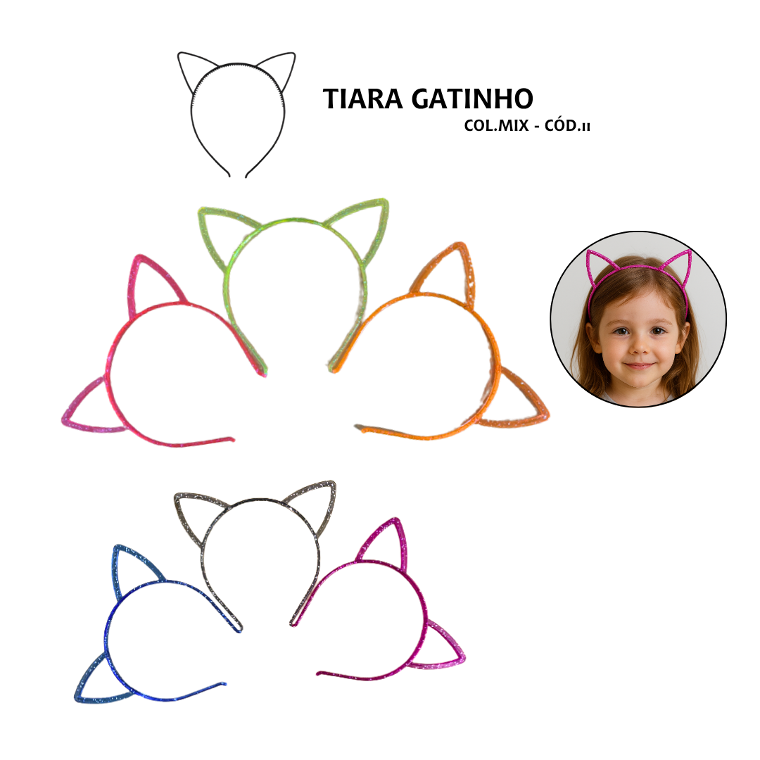 Pacote Tiaras Gatinho Festa Lembrancinha Orelha Gatinho - Imagem 3